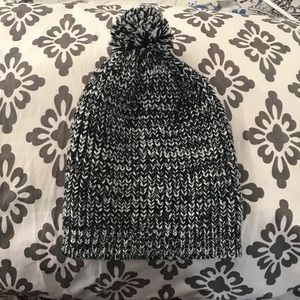Black and white knitted beanie